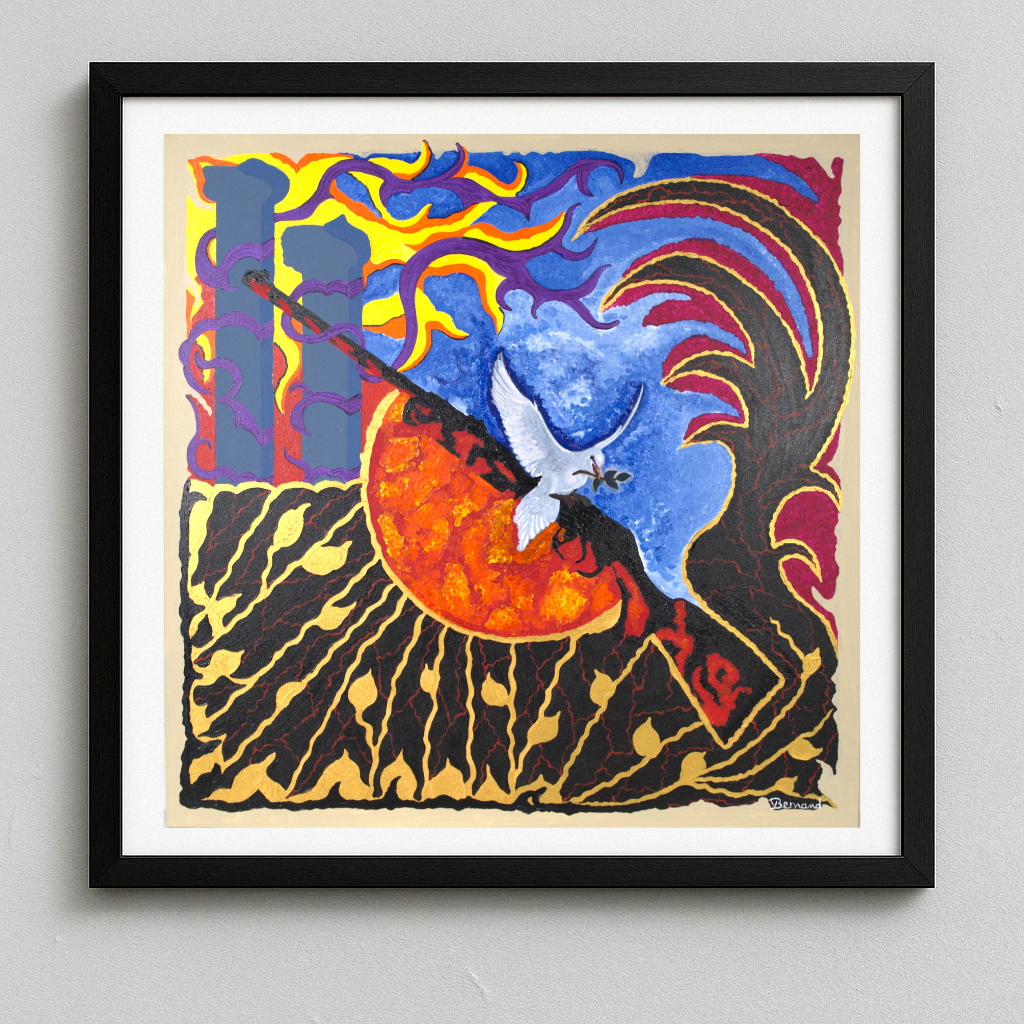 "Naître du brasier" (50 x 50)